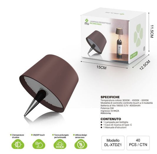 LAMPADA PER BOTTIGLIE RICARICABILE