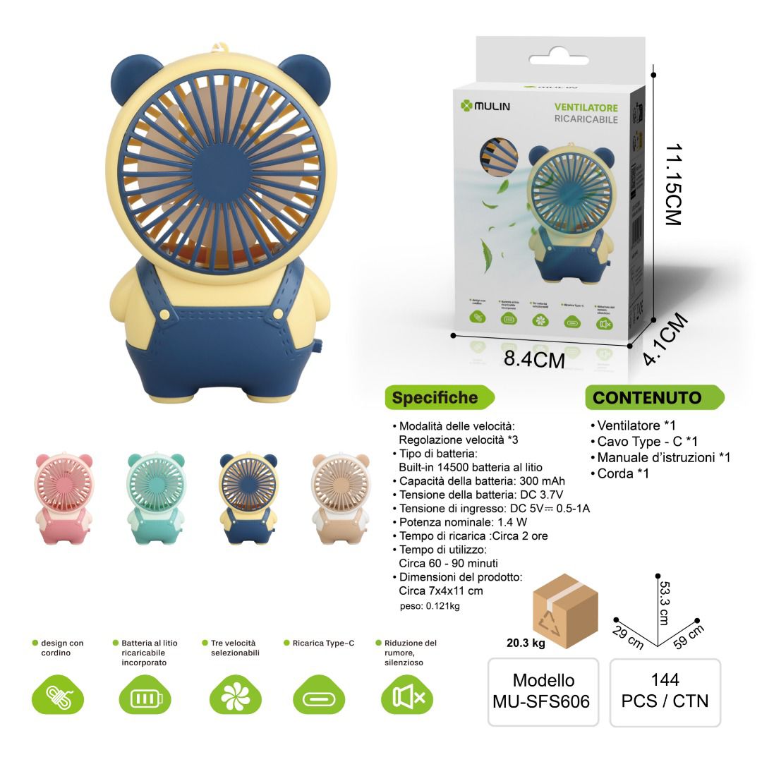 MINI VENTILATORE RICARICABILE