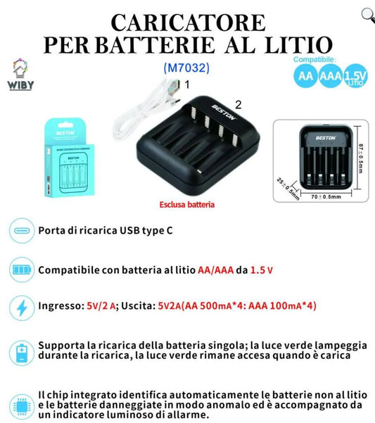 CARICATORE PER BATTERIE A LITIO (X4)