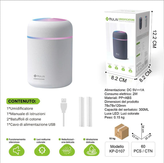 UMIDIFICATORE PER AMBIENTE (12,2X8,2X8,2CM)