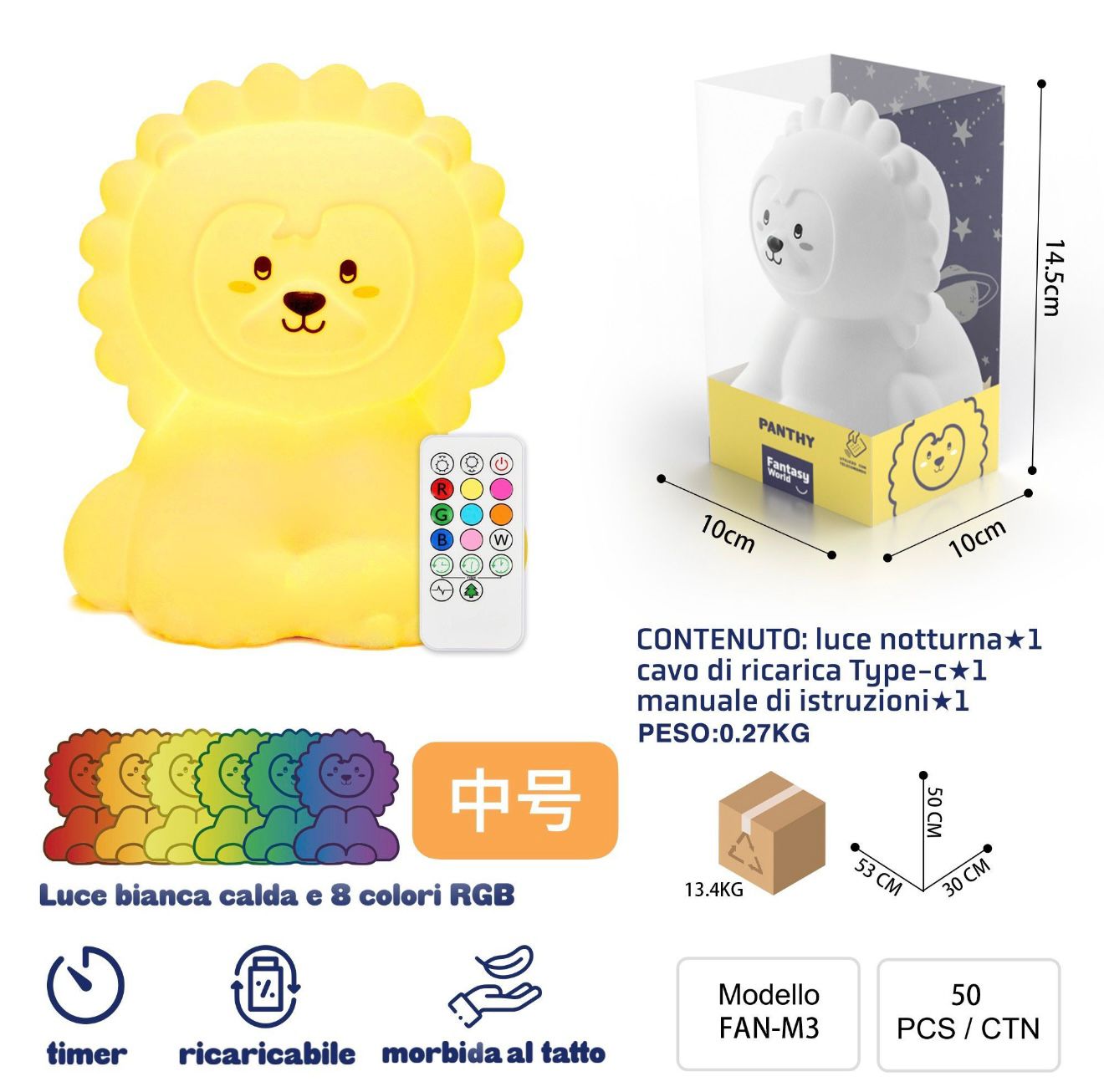 LAMPADA NOTTURNA LED ANIMALETTO (LEONE)