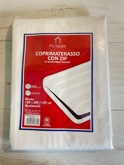 COPRIMATERASSO CON ZIP MATRIMONIALE (180X200 + ANGOLI 25CM)