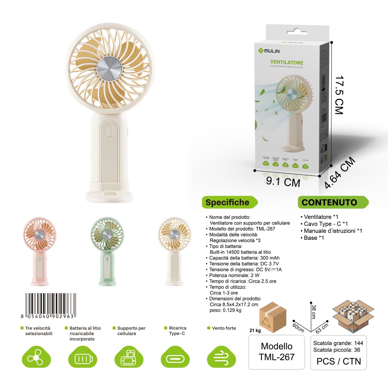 MINI VENTILATORE CON SUPPORTO PER SMARTPHONE