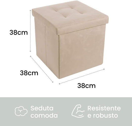 POUF CONTENITORE QUADRATO IN VELLUTO