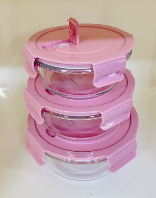 TRIS CONTENITORI IN VETRO CON COPERCHIO