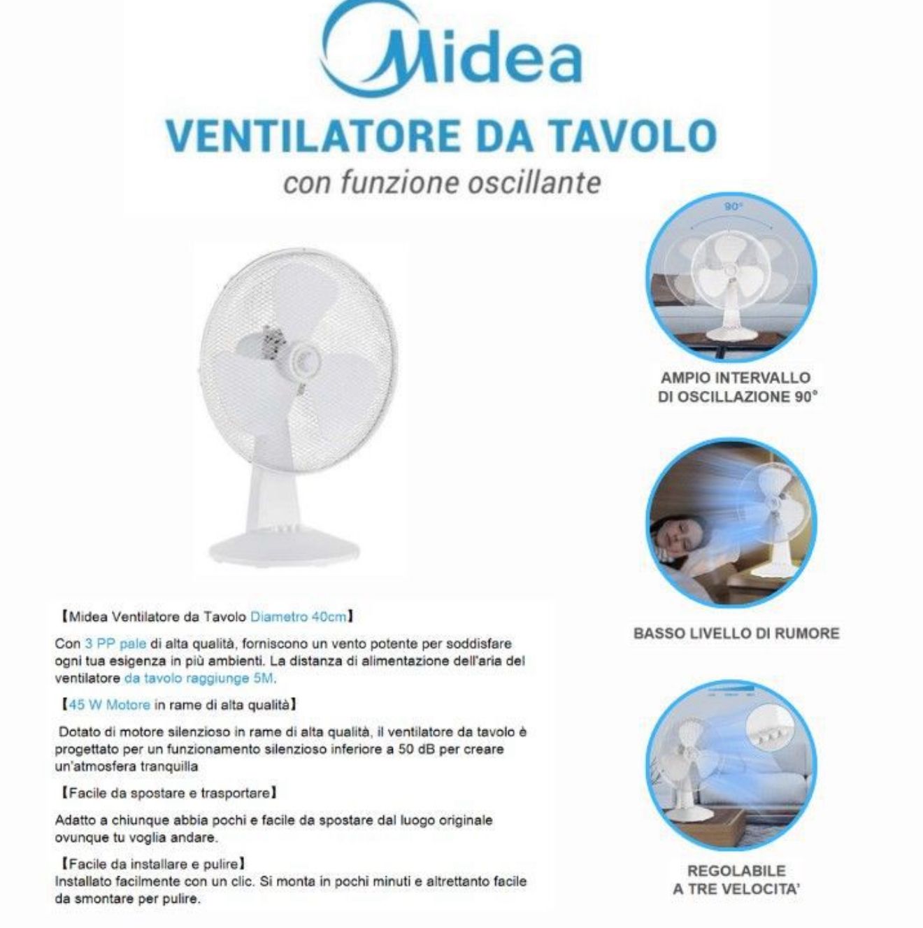 VENTILATORE DA TAVOLO CON FUNZIONE OSCILLANTE