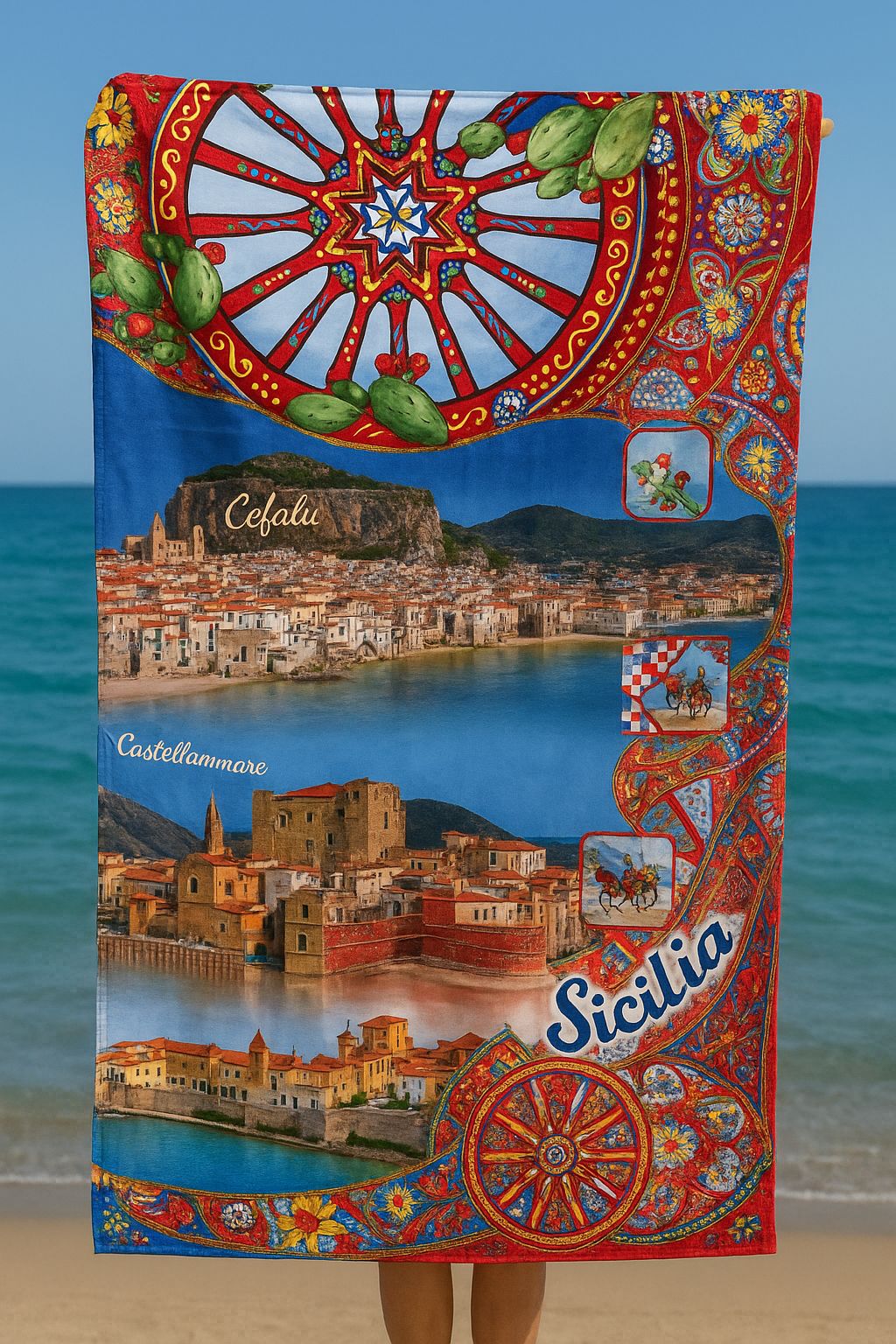 TELO MARE IN MICROFIBRA - SICILIA- 90X170cm