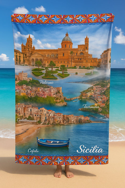 TELO MARE IN MICROFIBRA - SICILIA- 90X170cm