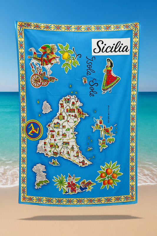 TELO MARE IN MICROFIBRA - SICILIA- 90X170cm