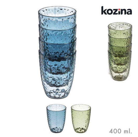 BICCHIERI IN PLASTICA EFFETTO VETRO 400ML