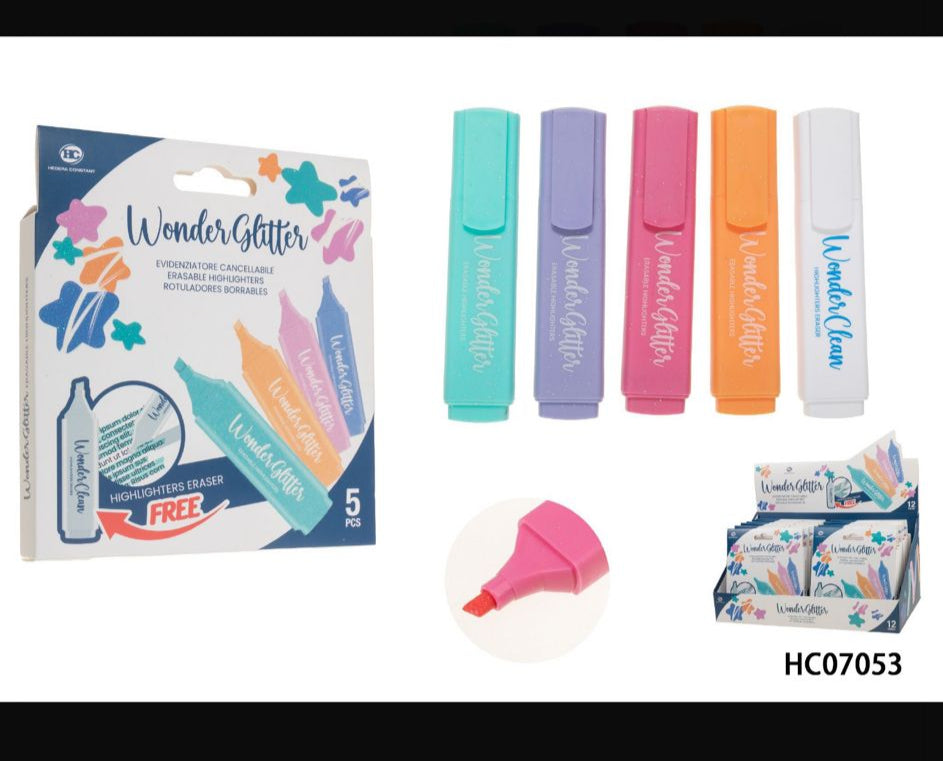 EVIDENZIATORE CANCELLABILE - WONDER PASTEL - CARTOLERIA - 5 PEZZI PER CONFEZIONE