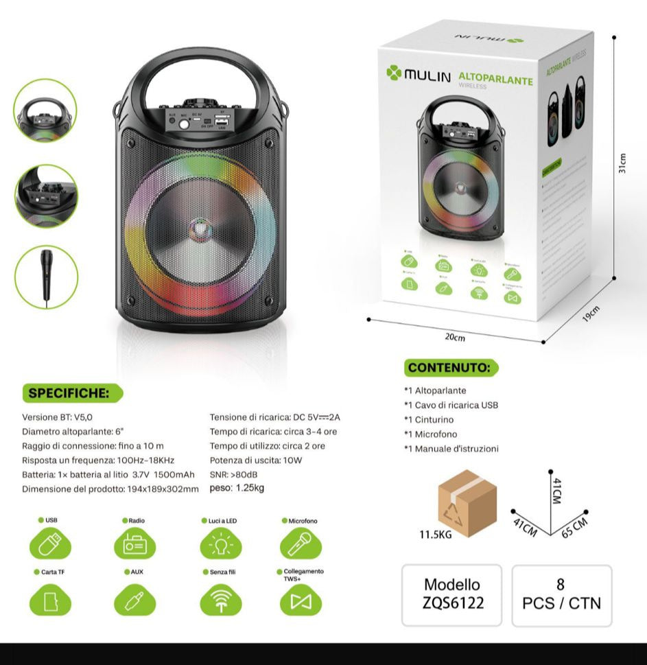 ALTOPARLANTE WIRELESS CON MICROFONO