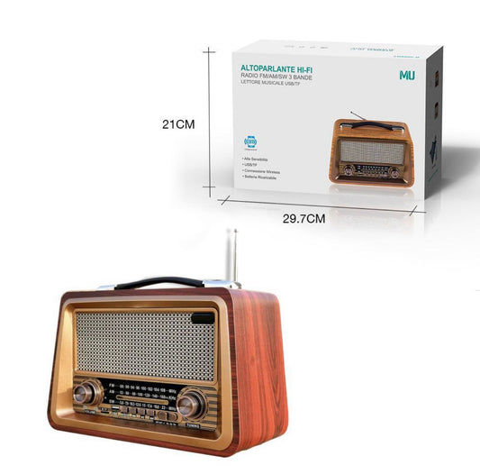 ALTOPARLANTE HI FI - RADIO D'EPOCA - LETTORE MUSICALE USB - MULIN