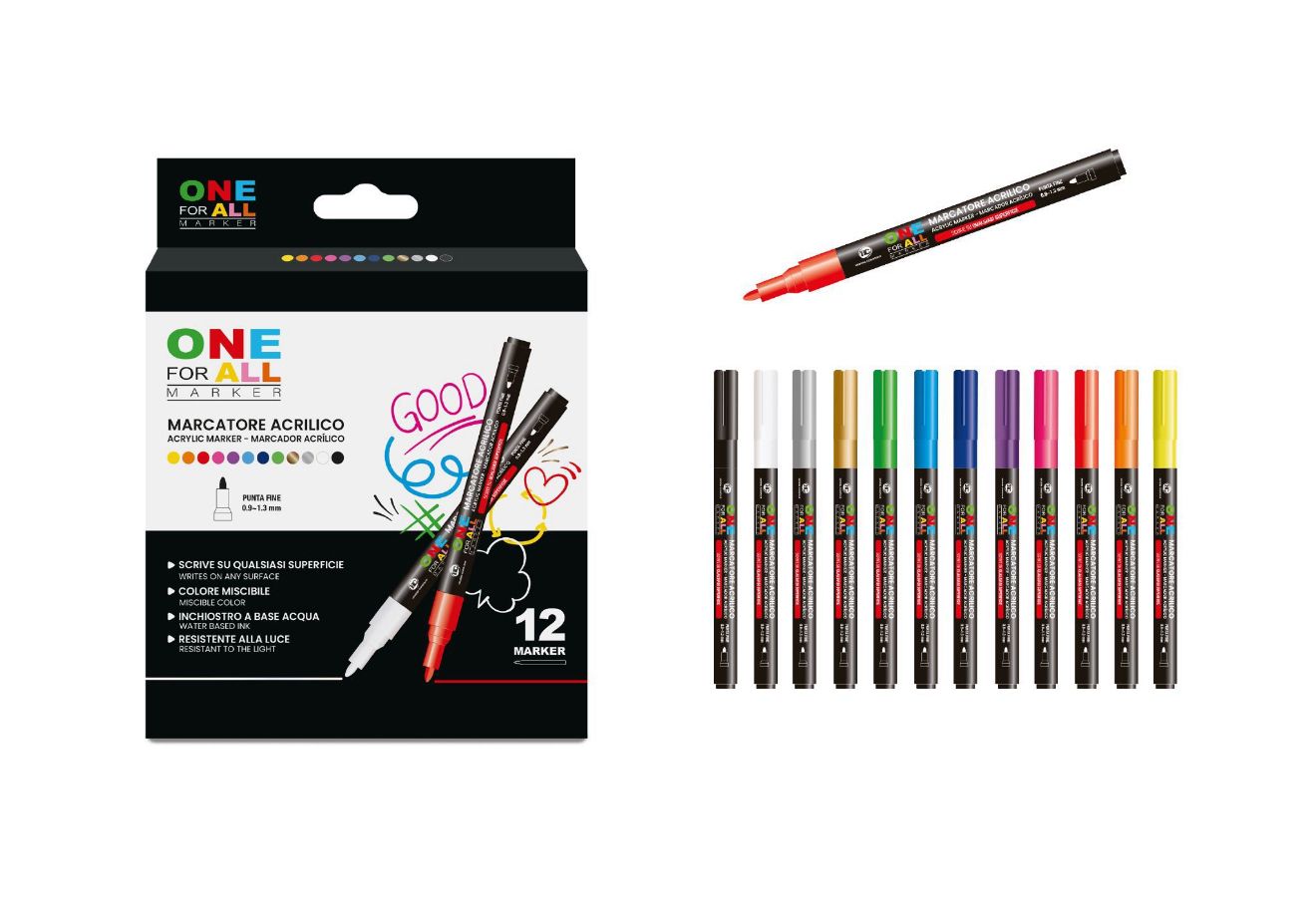 MARCATORE ACRILICO - SCRIVE SU QUALSIASI SUPERFICIE- INCHIOSTRO A BASE ACQUA -RESISTENTE ALLA LUCE
