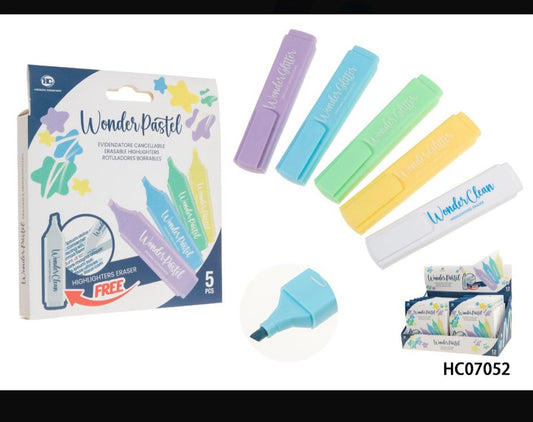 EVIDENZIATORE CANCELLABILE - WONDER PASTEL - CARTOLERIA - 5 PEZZI PER CONFEZIONE