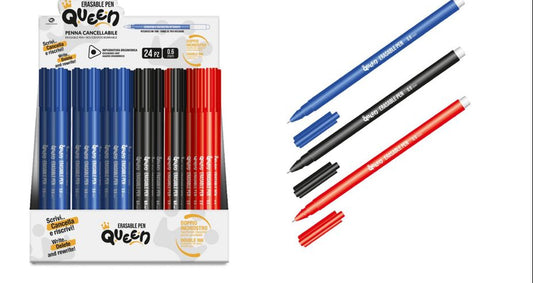 PENNE CANCELLABILI - DESIGN TRIANGOLARE - BLU/ROSSO/NERO