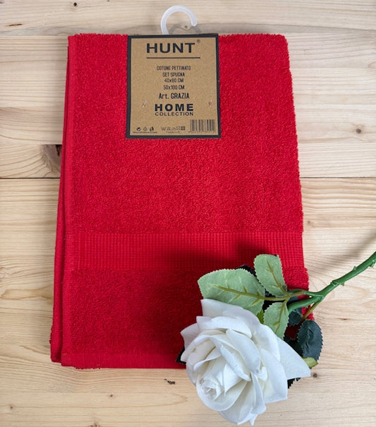 COPPIA ASCIUGAMANI IN SPUGNA DI COTONE VISO+OSPITE