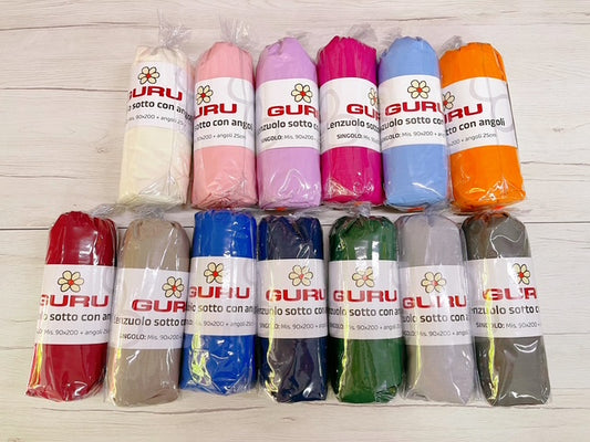 LENZUOLO SOTTO CON ANGOLI GURU MATRIMONIALE (180x200 ANGOLI 25 CM )