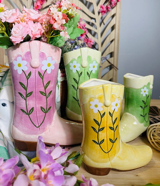 VASO IN CERAMICA A FORMA DI STIVALETTO ( 23.3 cm x11cm x26cm )