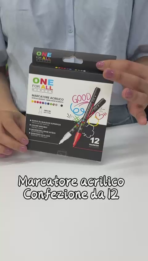 MARCATORE ACRILICO - SCRIVE SU QUALSIASI SUPERFICIE- INCHIOSTRO A BASE ACQUA -RESISTENTE ALLA LUCE