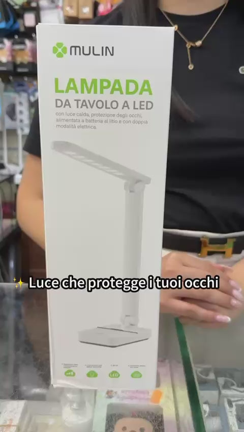 LAMPADA DA SCRIVANIA - RICARICA USB - LUCE BIANCA E CALDA